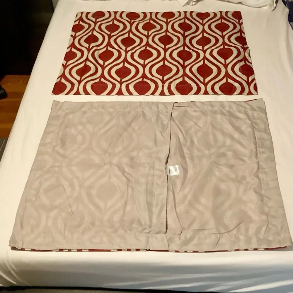 Essential Home Moroccan Design Pillow Shams Tile Geometric Red Cream 29 x  24 in